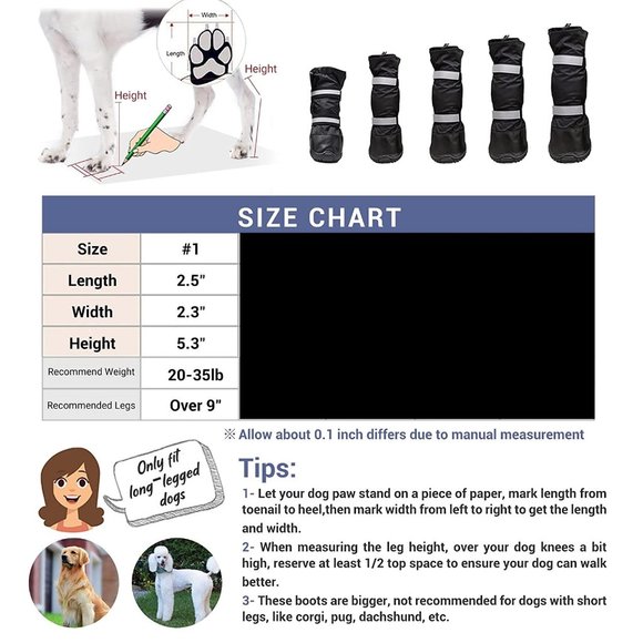 Long-Legged Dog Boots Outdoor Knee High Waterproof Anti-Slip Boots (Black, XS) - Picture 7 of 10